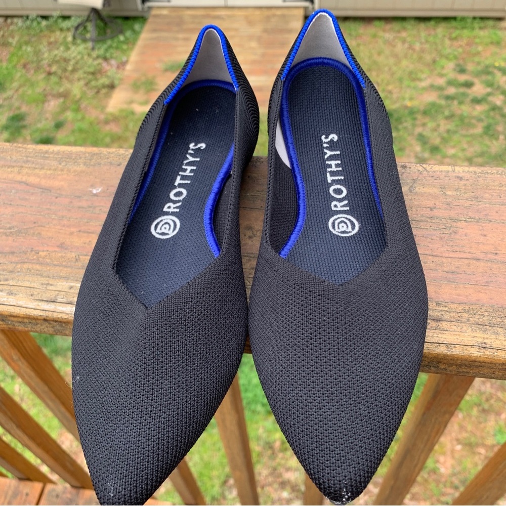 Rothy's The Point Ballet Flats Size 10 Black Washable